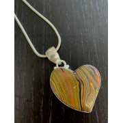 356 collier coeur oeil de tigre , argent sterling, 